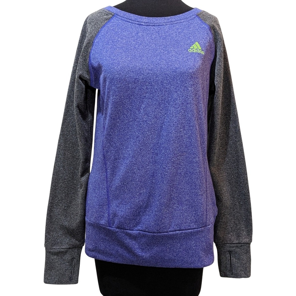 Adidas ClimaWarm Purple Heathered Gray Long Sleeve‎ Athletic Sweatshirt Women S